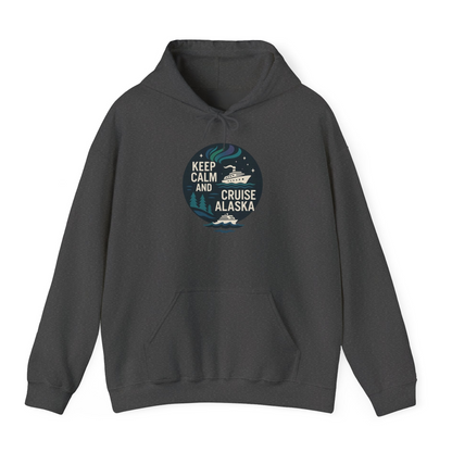 Keep Calm Cruise Alaska Shirt Hoodie – Dark Heather – Alaska Cruise Shirts