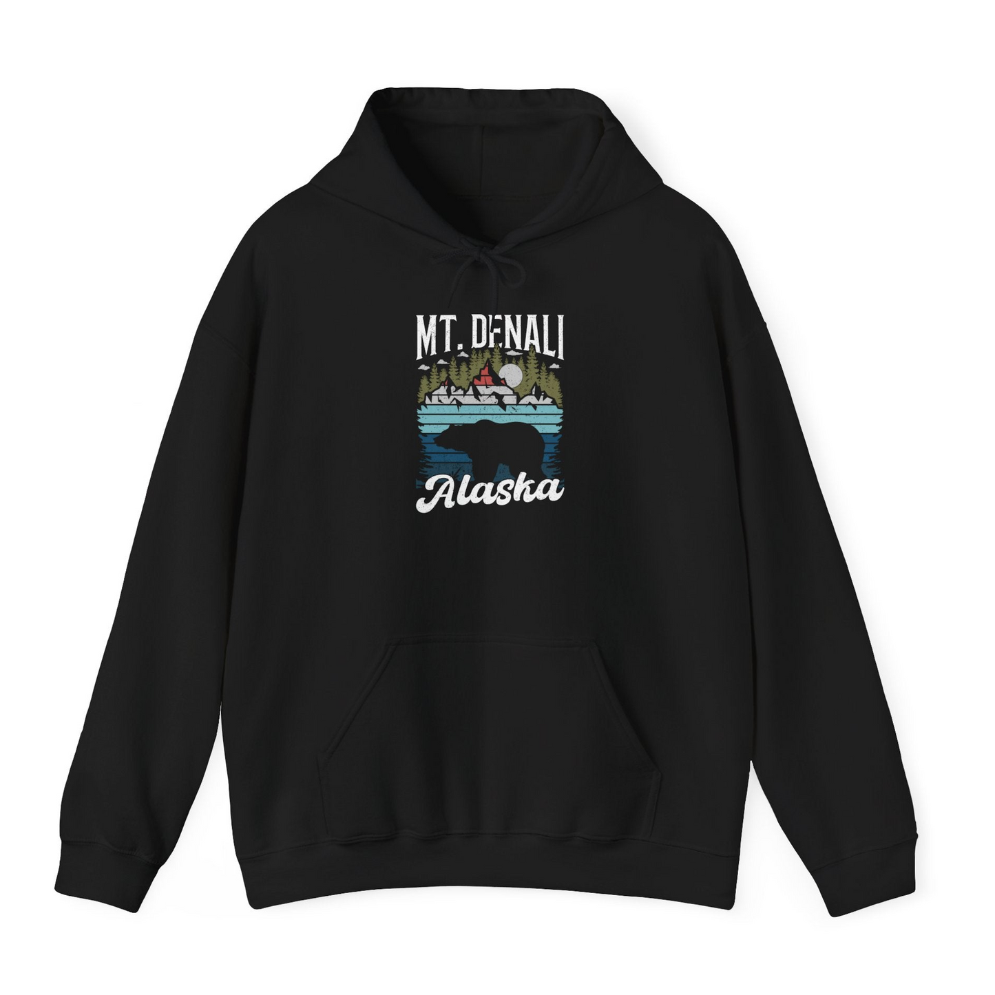 Mt Denali Alaska Bear Wilderness Shirt Hoodie – Black – Alaska Cruise Shirts