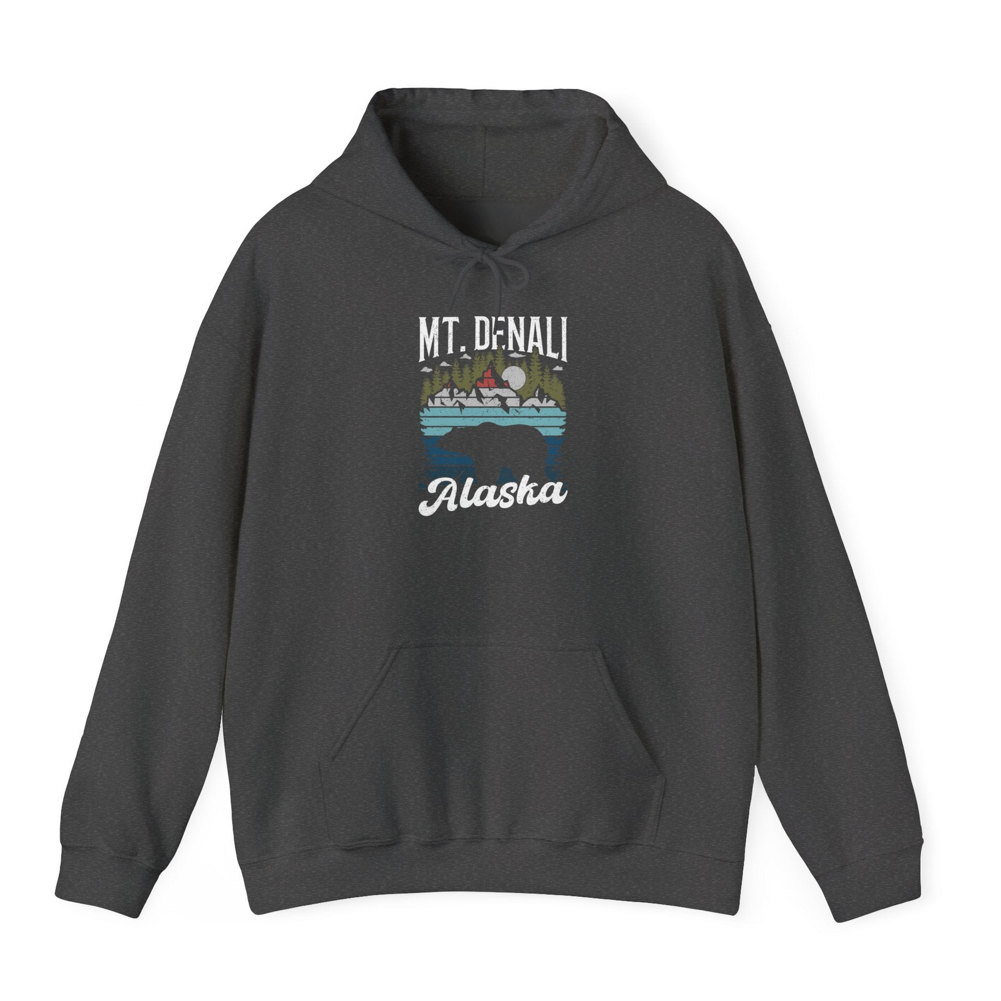 Mt Denali Alaska Bear Wilderness Shirt Hoodie – Dark Heather – Alaska Cruise Shirts