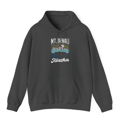 Mt Denali Alaska Bear Wilderness Shirt Hoodie – Dark Heather – Alaska Cruise Shirts