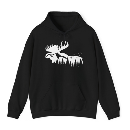 Moose Silhouette Forest Scene Shirt Hoodie – Black – Alaska Cruise Shirts