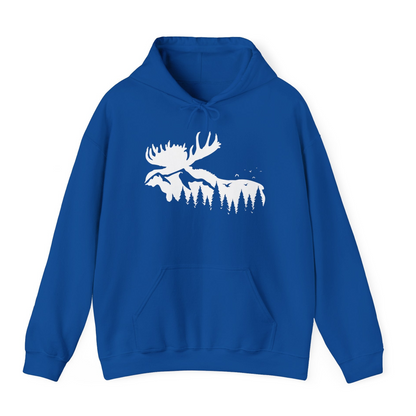 Moose Silhouette Forest Scene Shirt Hoodie – Royal – Alaska Cruise Shirts
