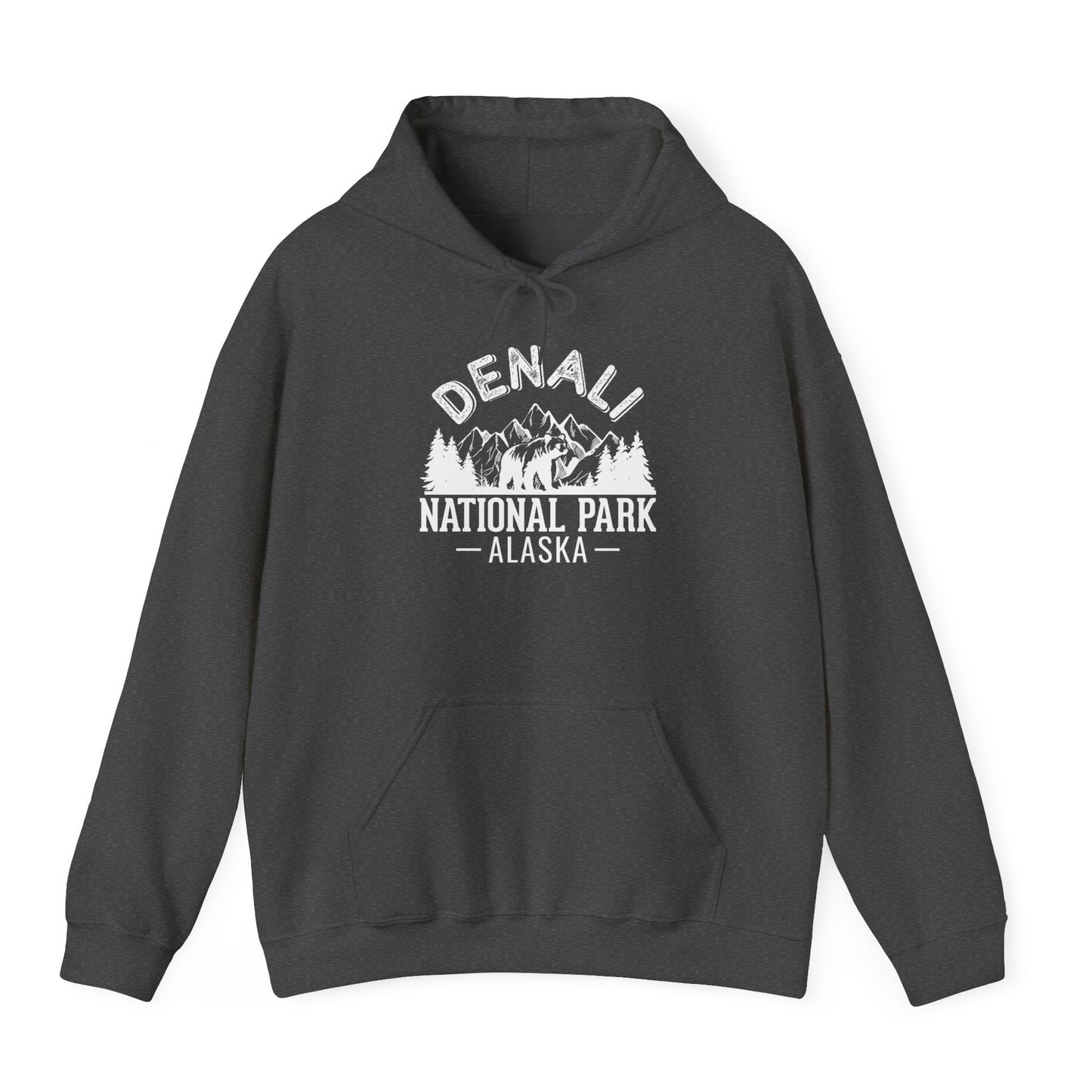 Denali National Park Bear Mountains Vintage Alaska Nature Shirt — Hoodie Hoodie – Dark Heather – Alaska Cruise Shirts