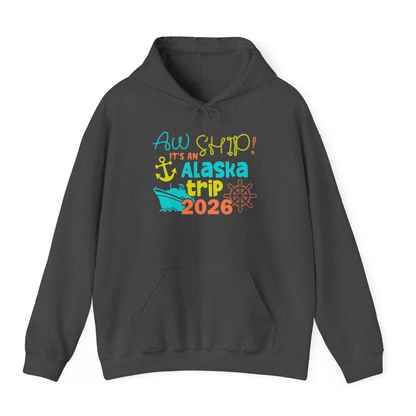 Alaska Trip 2026 Shirt Fun Nautical Cruise Family Group Matching Tee — Hoodie Hoodie – Dark Heather – Alaska Cruise Shirts