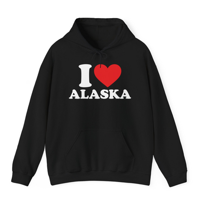 I Love Alaska Shirt Hoodie – Black – Alaska Cruise Shirts