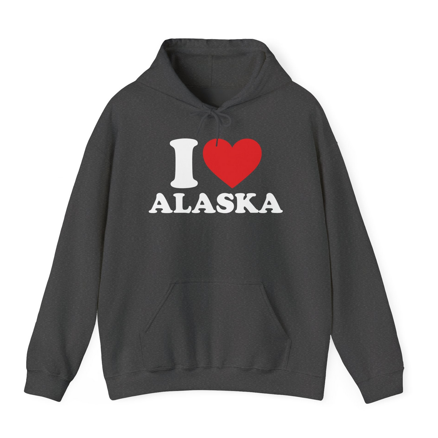 I Love Alaska Shirt Hoodie – Dark Heather – Alaska Cruise Shirts