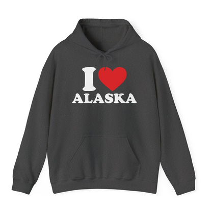 I Love Alaska Shirt Hoodie – Dark Heather – Alaska Cruise Shirts