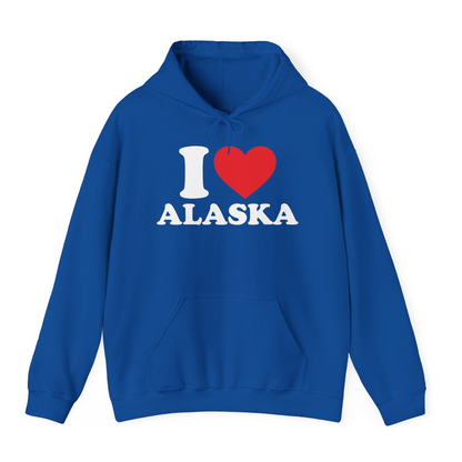 I Love Alaska Shirt Hoodie – Royal – Alaska Cruise Shirts