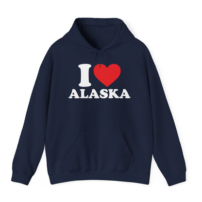 I Love Alaska Shirt Hoodie – Navy – Alaska Cruise Shirts