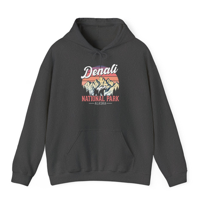 Retro Denali National Park Alaska Bear Mountains Vintage Shirt — Hoodie Hoodie – Dark Heather – Alaska Cruise Shirts