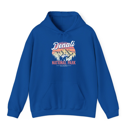 Retro Denali National Park Alaska Bear Mountains Vintage Shirt — Hoodie Hoodie – Royal – Alaska Cruise Shirts