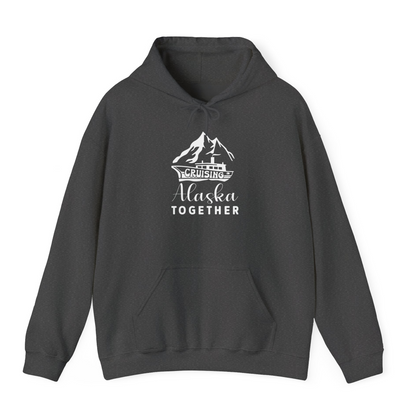 Cruising Alaska Together Mountains and Ship Family Cruise Shirt — Hoodie Hoodie – Dark Heather – Alaska Cruise Shirts