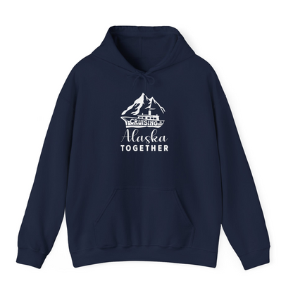 Cruising Alaska Together Mountains and Ship Family Cruise Shirt — Hoodie Hoodie – Navy – Alaska Cruise Shirts