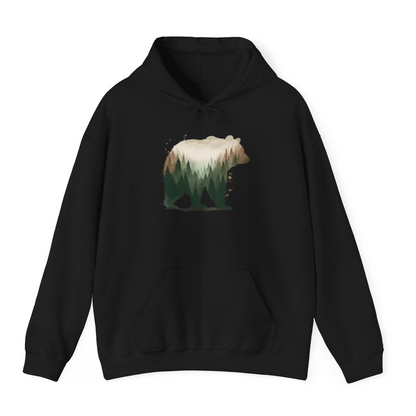 Double Exposure Bear Forest Shirt Hoodie – Black – Alaska Cruise Shirts