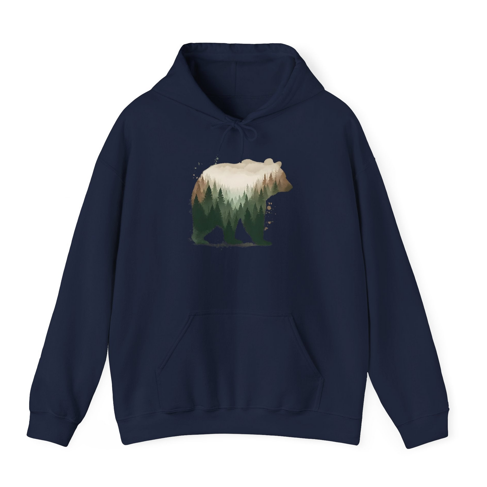 Double Exposure Bear Forest Shirt Hoodie – Navy – Alaska Cruise Shirts