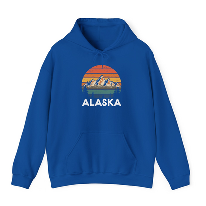 Retro Alaska Mountain Scenery Shirt Hoodie – Royal – Alaska Cruise Shirts