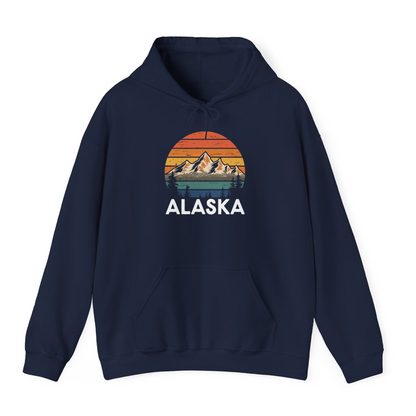 Retro Alaska Mountain Scenery Shirt Hoodie – Navy – Alaska Cruise Shirts