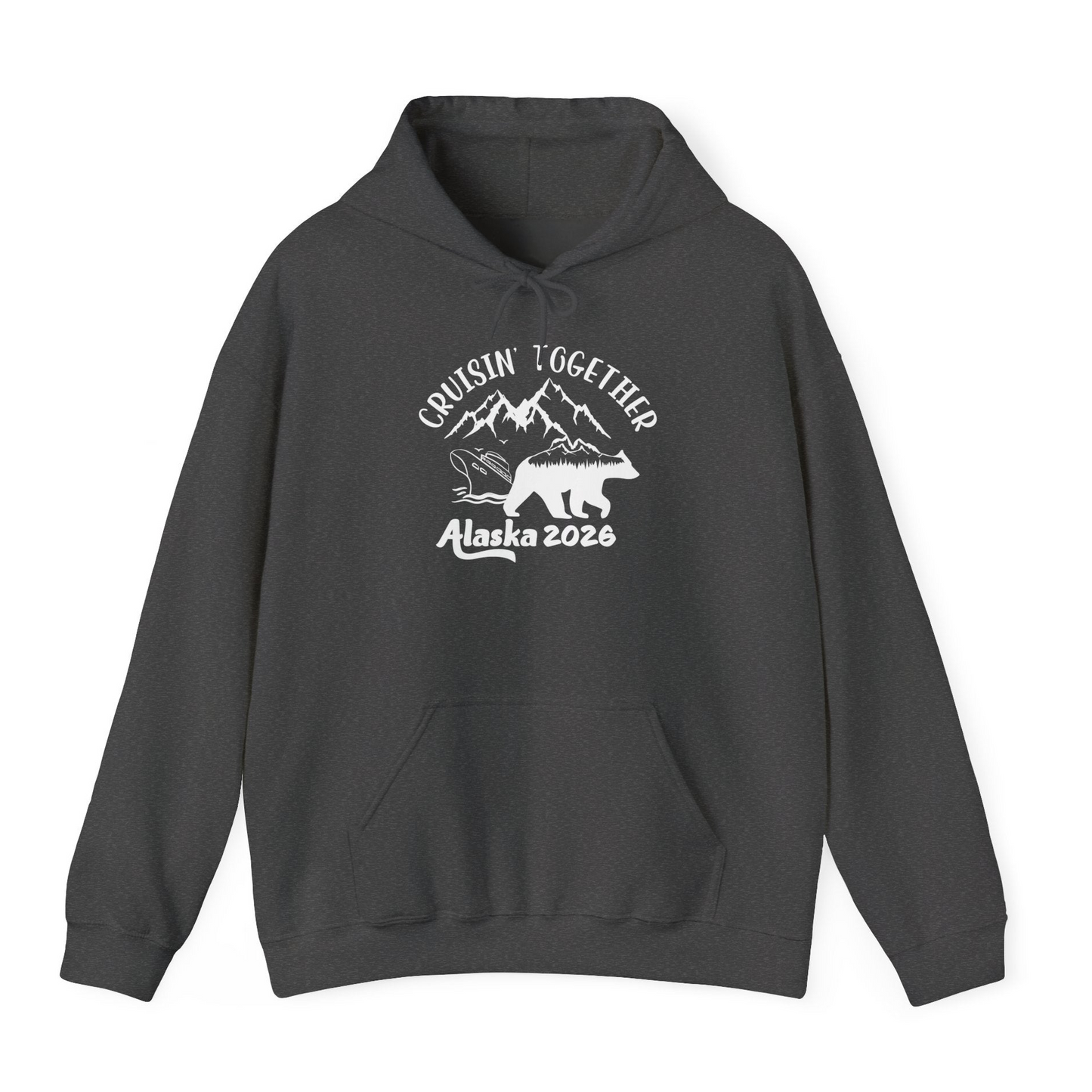 Cruisin Together Alaska 2026 Bear Mountain Group Cruise Shirt — Hoodie Hoodie – Dark Heather – Alaska Cruise Shirts