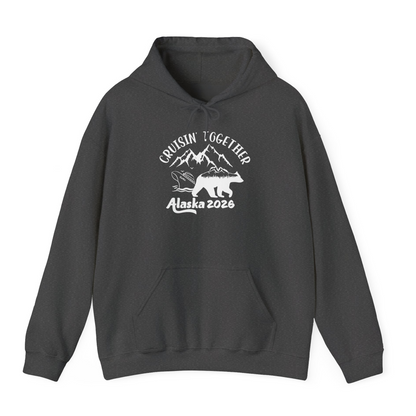 Cruisin Together Alaska 2026 Bear Mountain Group Cruise Shirt — Hoodie Hoodie – Dark Heather – Alaska Cruise Shirts