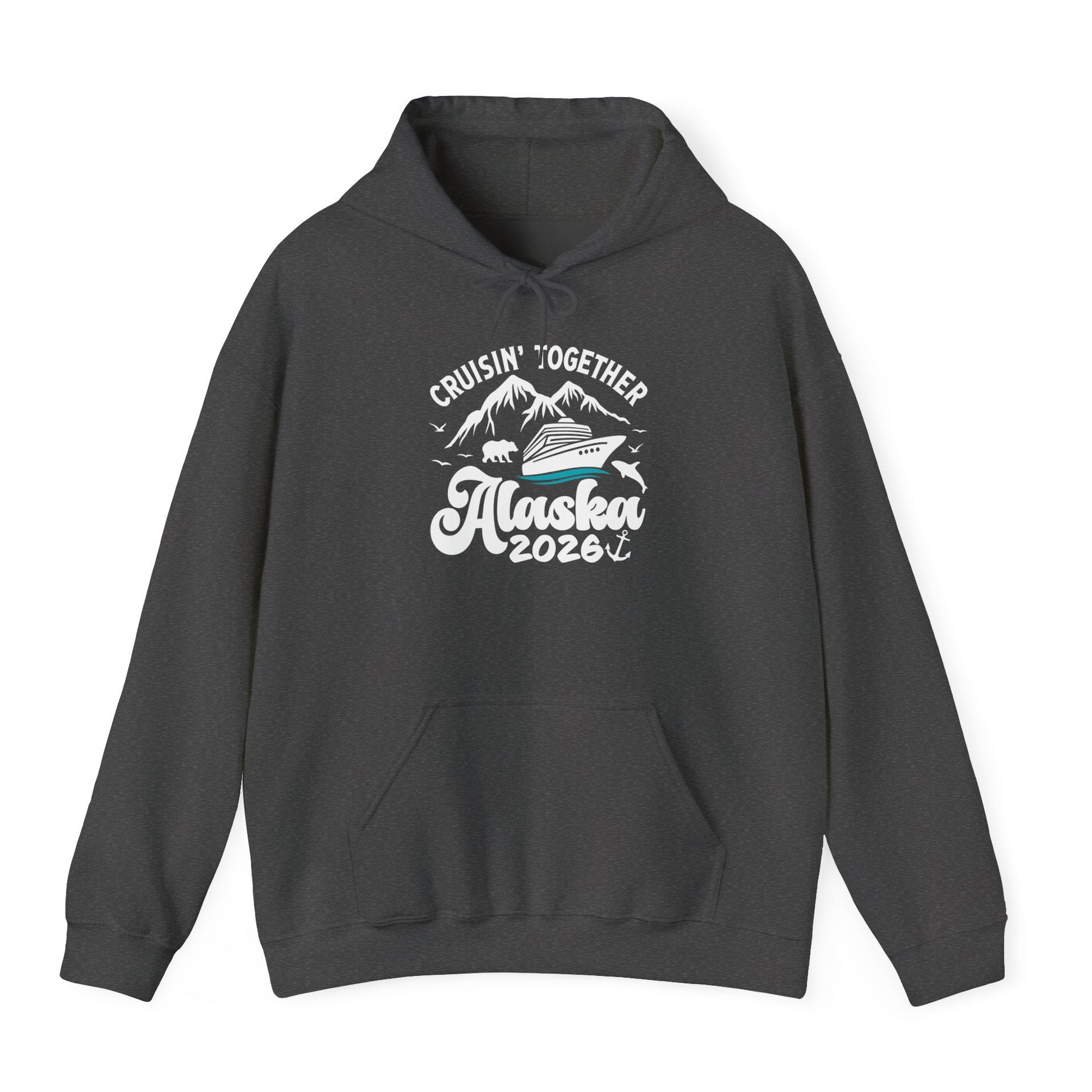 Alaska Cruise Adventure Shirt Hoodie – Dark Heather – Alaska Cruise Shirts