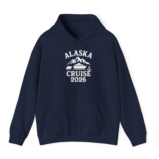 Alaska Cruise 2026 Shirt Hoodie – Navy – Alaska Cruise Shirts