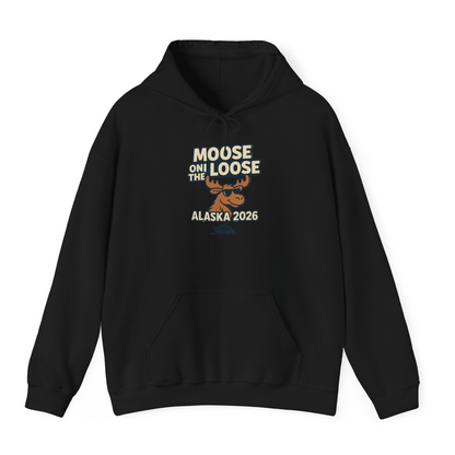 Moose on the Loose Alaska 2026 Cruise Cartoon Funny Shirt — Hoodie Hoodie – Black – Alaska Cruise Shirts