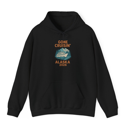 Gone Cruisin Alaska 2026 Retro Cruise Ship Nature Scenery Shirt — Hoodie Hoodie – Black – Alaska Cruise Shirts