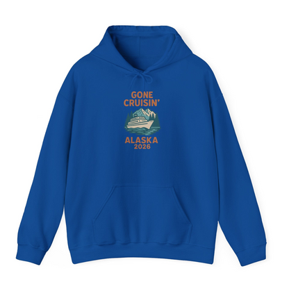 Gone Cruisin Alaska 2026 Retro Cruise Ship Nature Scenery Shirt — Hoodie Hoodie – Royal – Alaska Cruise Shirts