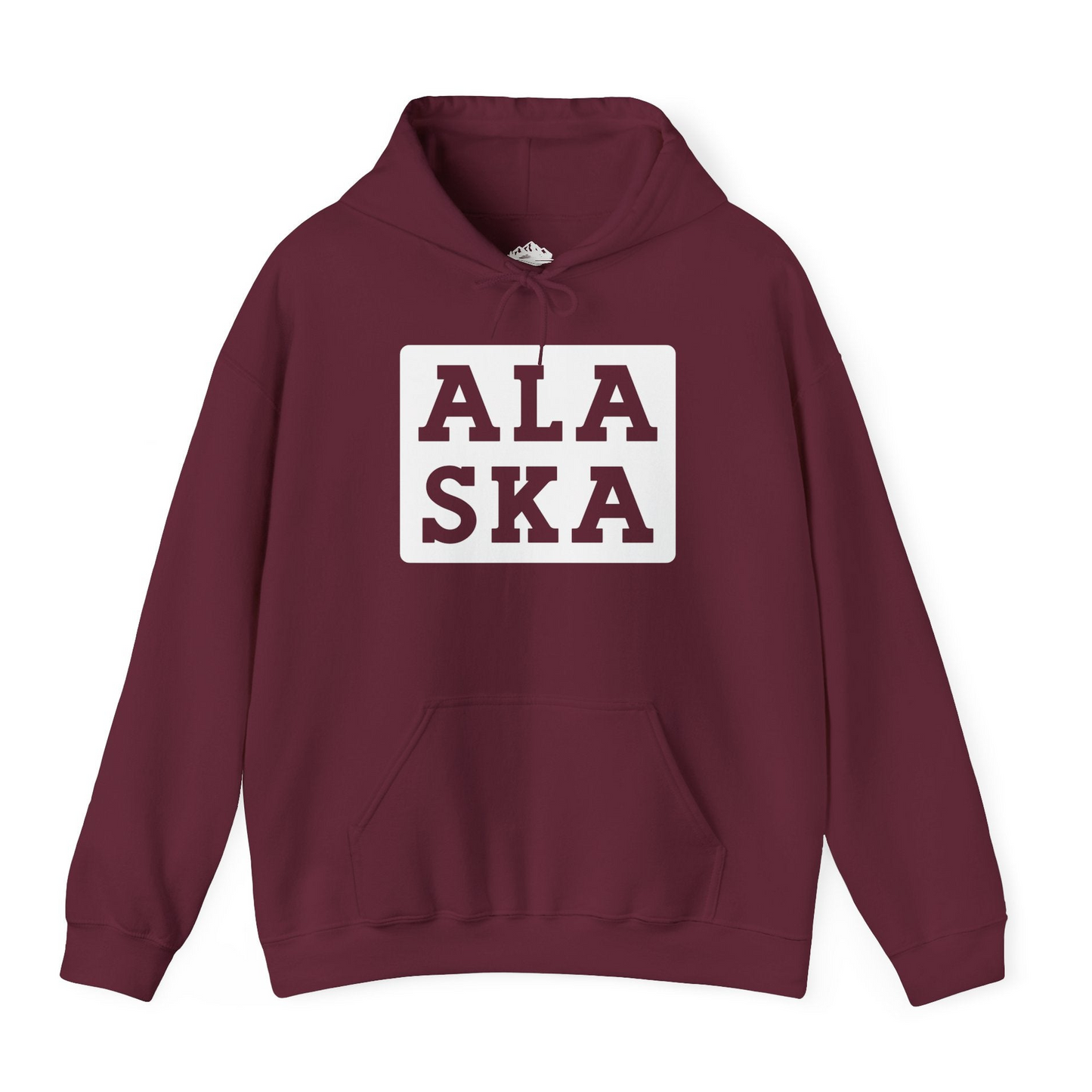 Bold Alaska Block Text Shirt Hoodie – Maroon – Alaska Cruise Shirts