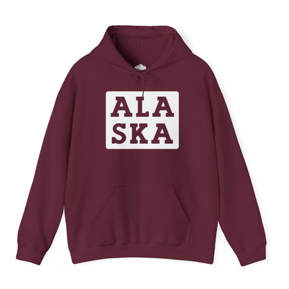 Bold Alaska Block Text Shirt Hoodie – Maroon – Alaska Cruise Shirts