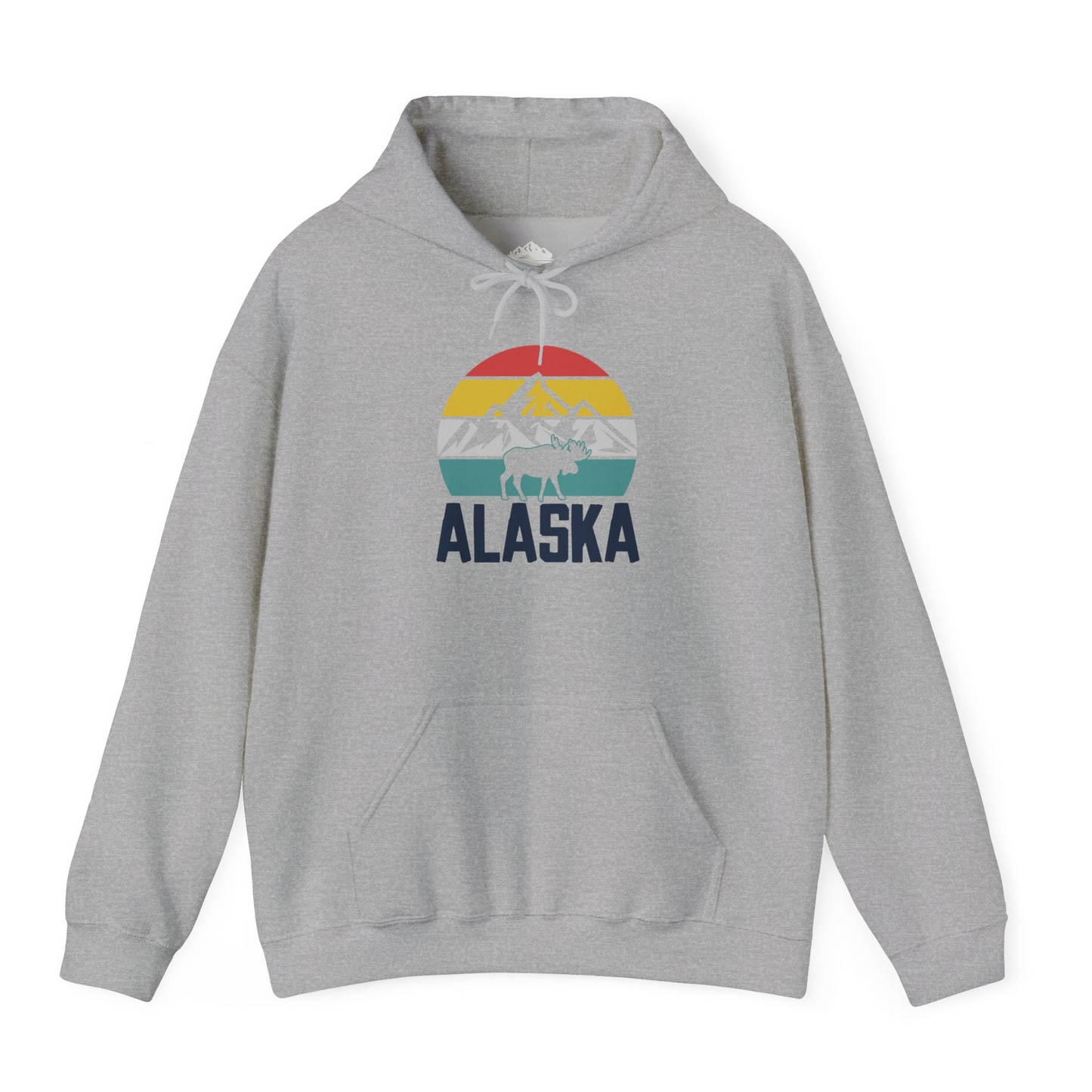 Retro Alaska Moose Silhouette Shirt Hoodie – Sport Grey – Alaska Cruise Shirts