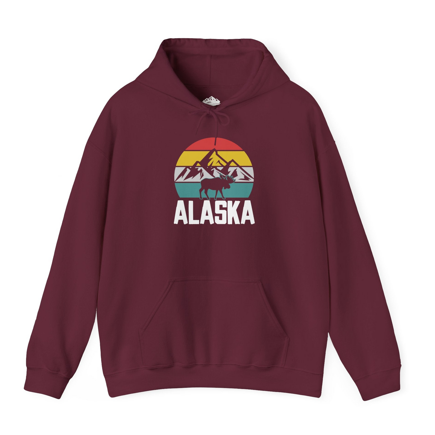 Retro Alaska Moose Silhouette Shirt Hoodie – Maroon – Alaska Cruise Shirts