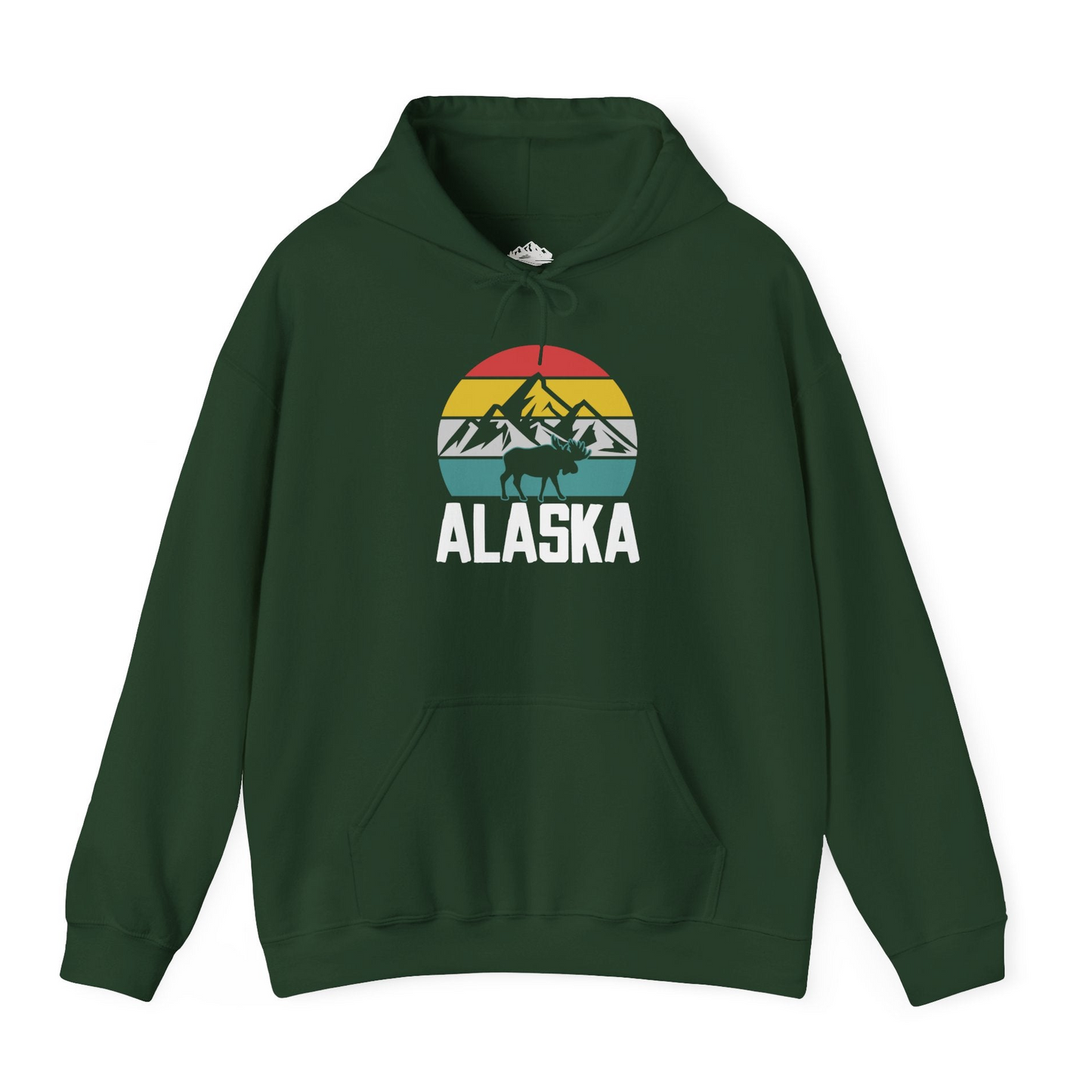 Retro Alaska Moose Silhouette Shirt Hoodie – Forest Green – Alaska Cruise Shirts