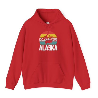 Retro Alaska Moose Silhouette Shirt Hoodie – Red – Alaska Cruise Shirts