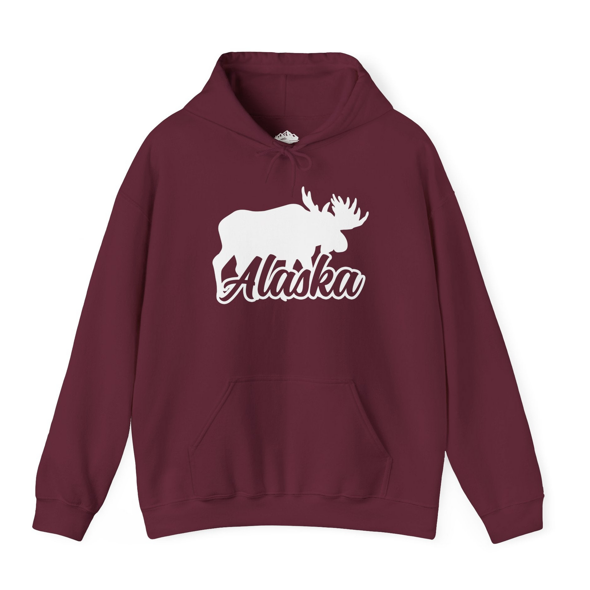 Alaska Moose Wildlife Silhouette Shirt Hoodie – Maroon – Alaska Cruise Shirts