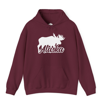 Alaska Moose Wildlife Silhouette Shirt Hoodie – Maroon – Alaska Cruise Shirts