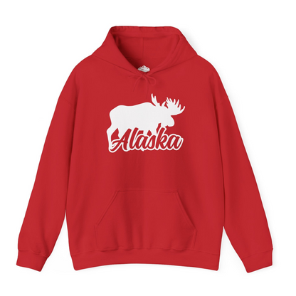 Alaska Moose Wildlife Silhouette Shirt Hoodie – Red – Alaska Cruise Shirts