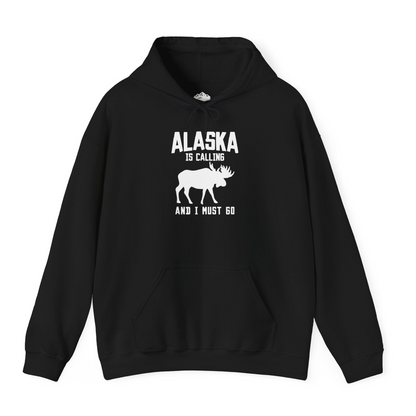 Alaska Is Calling Moose Silhouette Shirt Hoodie – Black – Alaska Cruise Shirts