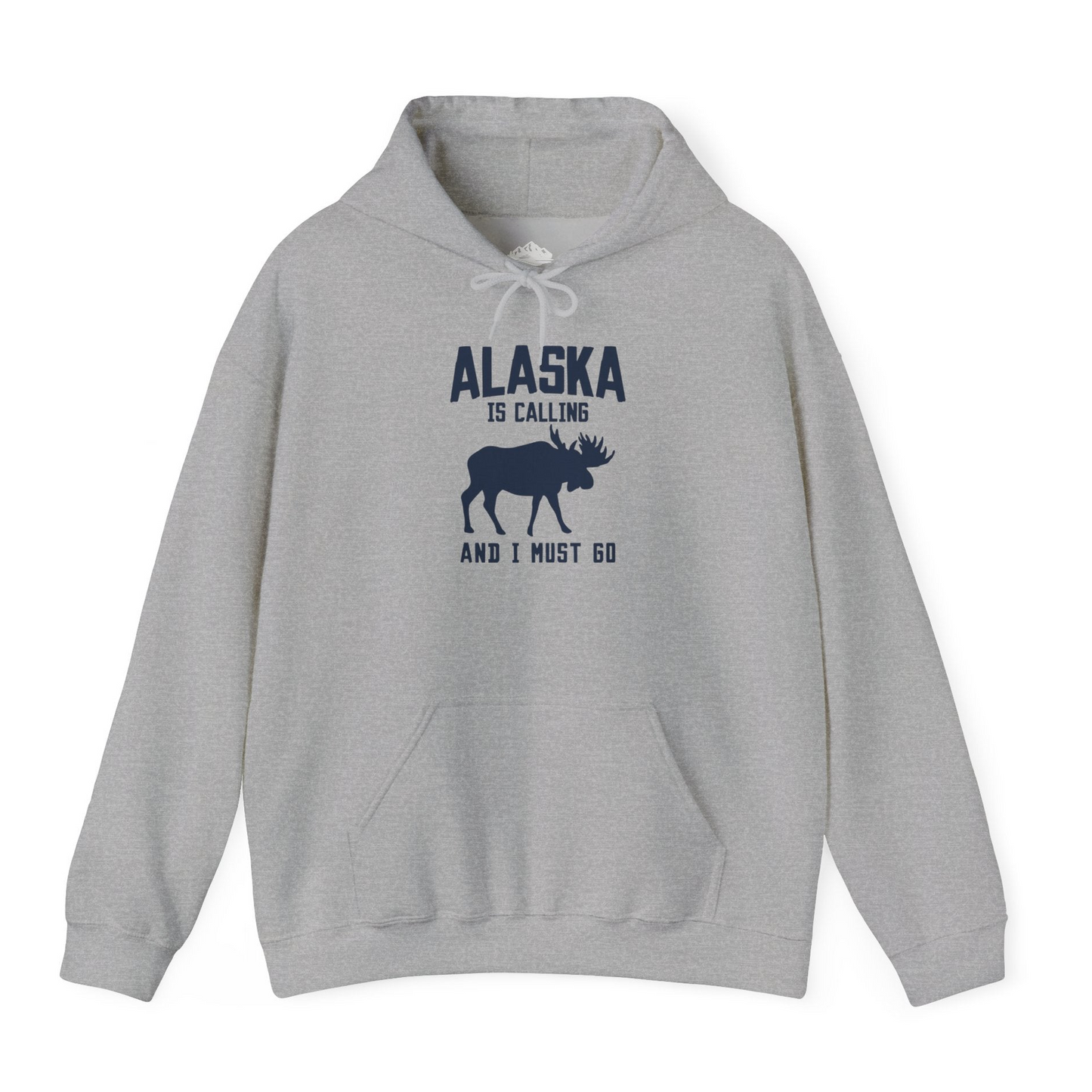 Alaska Is Calling Moose Silhouette Shirt Hoodie – Sport Grey – Alaska Cruise Shirts