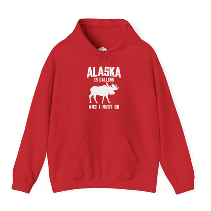 Alaska Is Calling Moose Silhouette Shirt Hoodie – Red – Alaska Cruise Shirts