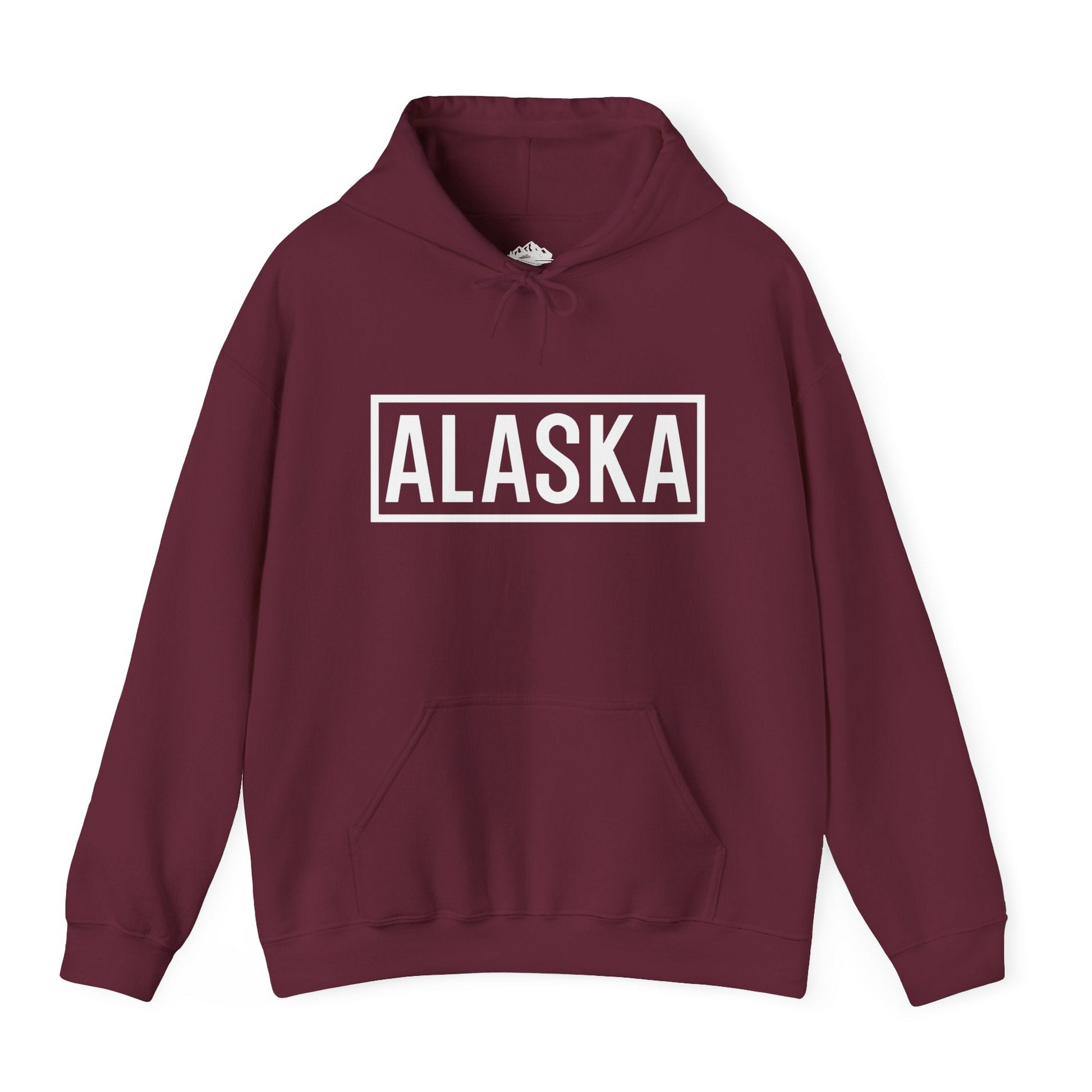 Alaska Bold Text Minimalist Monochrome Graphic Shirt for Travelers — Hoodie Hoodie – Maroon – Alaska Cruise Shirts