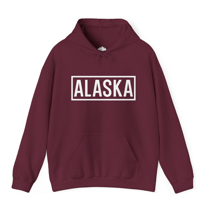 Alaska Bold Text Minimalist Monochrome Graphic Shirt for Travelers — Hoodie Hoodie – Maroon – Alaska Cruise Shirts