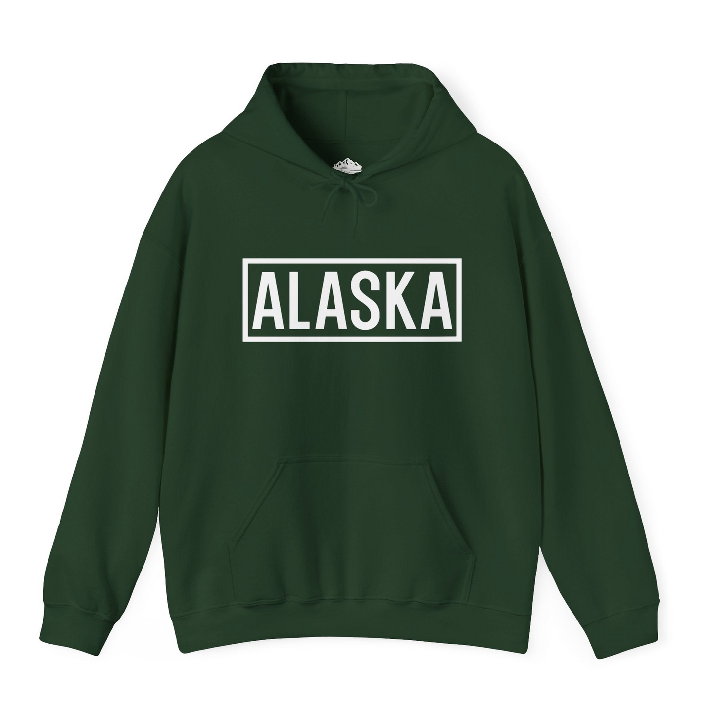 Alaska Bold Text Minimalist Monochrome Graphic Shirt for Travelers — Hoodie Hoodie – Forest Green – Alaska Cruise Shirts