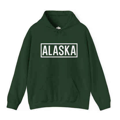 Alaska Bold Text Minimalist Monochrome Graphic Shirt for Travelers — Hoodie Hoodie – Forest Green – Alaska Cruise Shirts