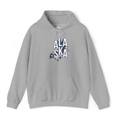Alaska Stars Bold Typography Shirt Hoodie – Sport Grey – Alaska Cruise Shirts