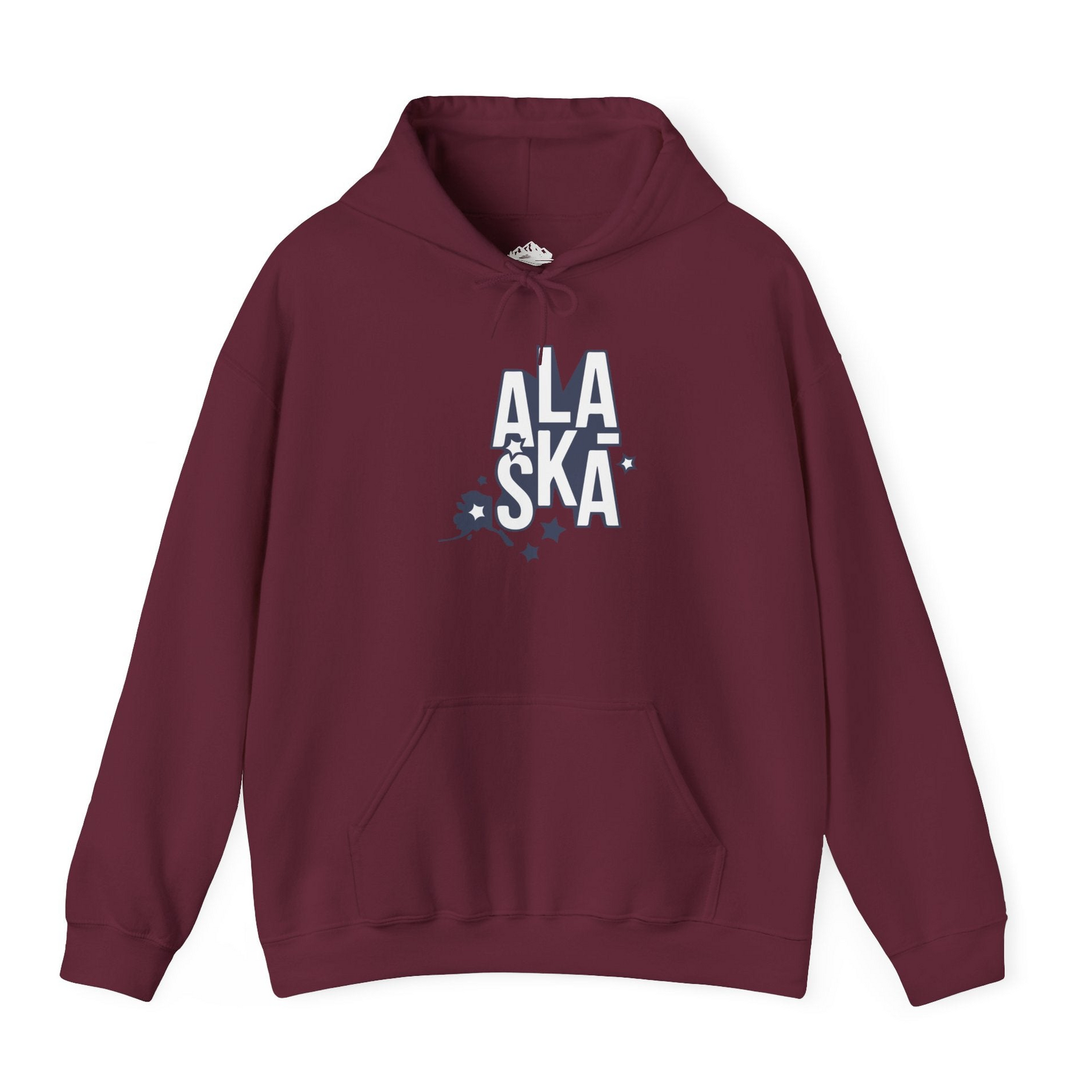 Alaska Stars Bold Typography Shirt Hoodie – Maroon – Alaska Cruise Shirts