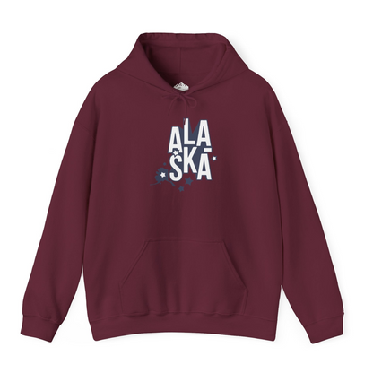 Alaska Stars Bold Typography Shirt Hoodie – Maroon – Alaska Cruise Shirts