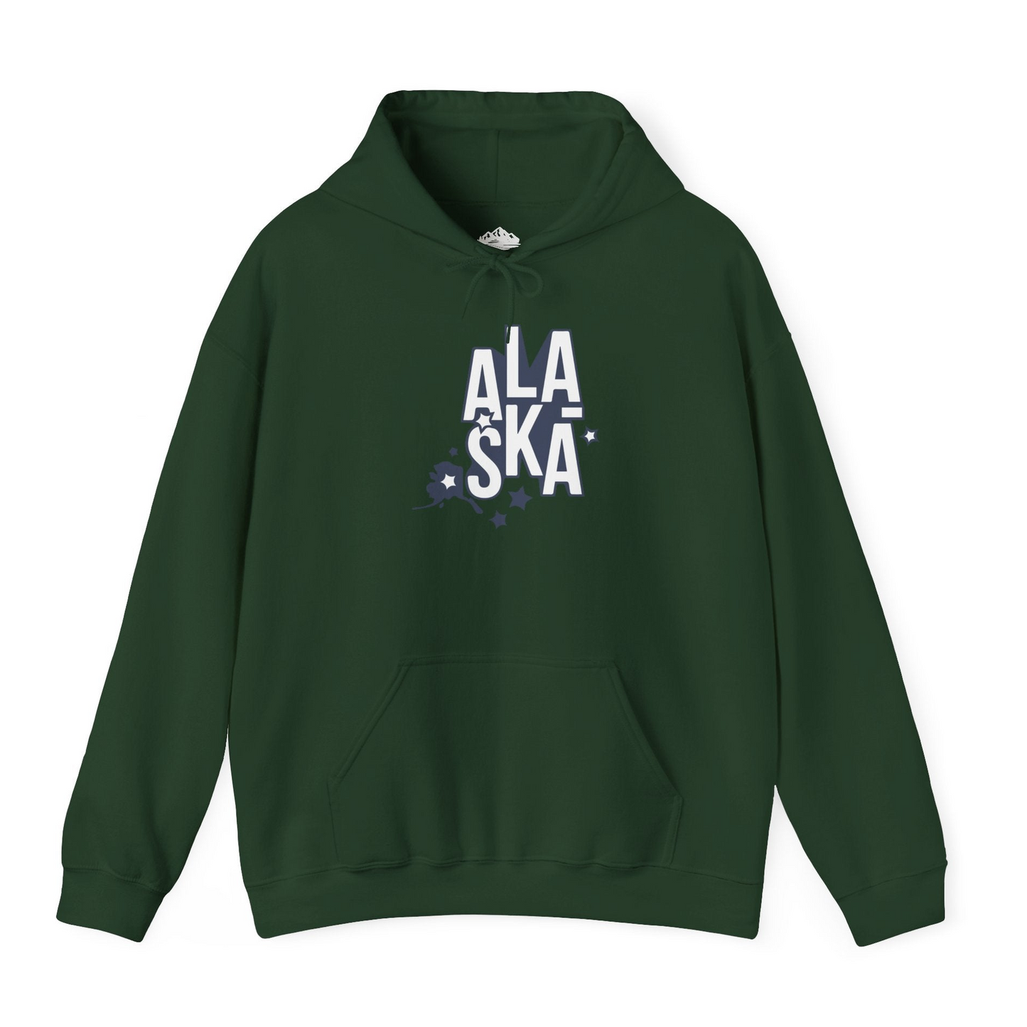 Alaska Stars Bold Typography Shirt Hoodie – Forest Green – Alaska Cruise Shirts