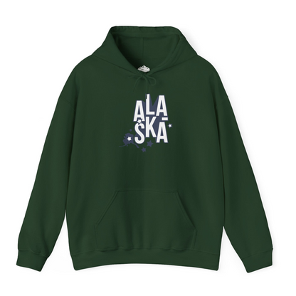 Alaska Stars Bold Typography Shirt Hoodie – Forest Green – Alaska Cruise Shirts