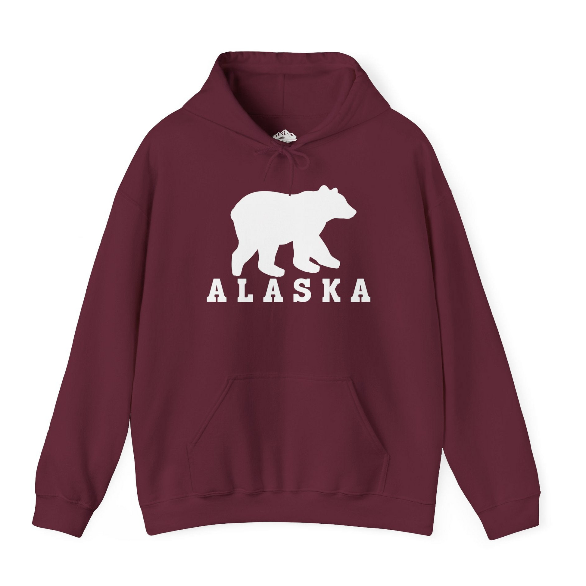 Alaska Bear Silhouette Shirt Hoodie – Maroon – Alaska Cruise Shirts